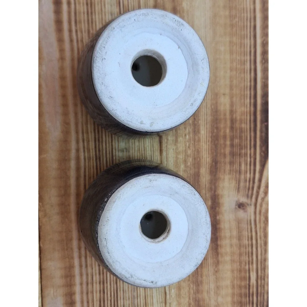 Vintage Hand Made Ceramic‎ Salt & Pepper Shakers Stone Wear Pottery Reto Glaze